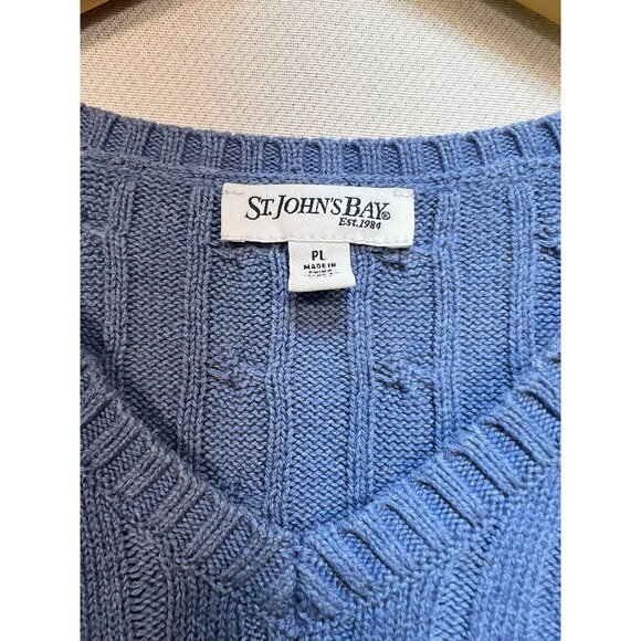 St. John's Bay Women's Fisherman Cable Knit Pullover Sweater Size PL Blue - Picture 3 of 11
